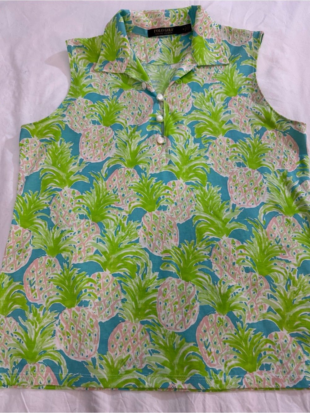 NWOT Ralph Lauren Polo Women's M  Golf Tropical Sleeveless Collared Pineapple